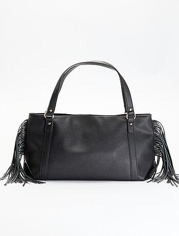 Borsa hobo con frange in similpelle