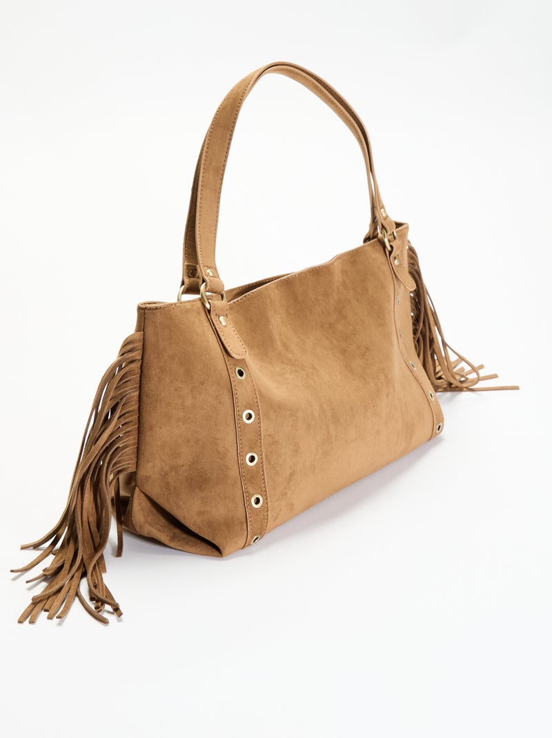 Borsa hobo con frange Kaki - Kiabi