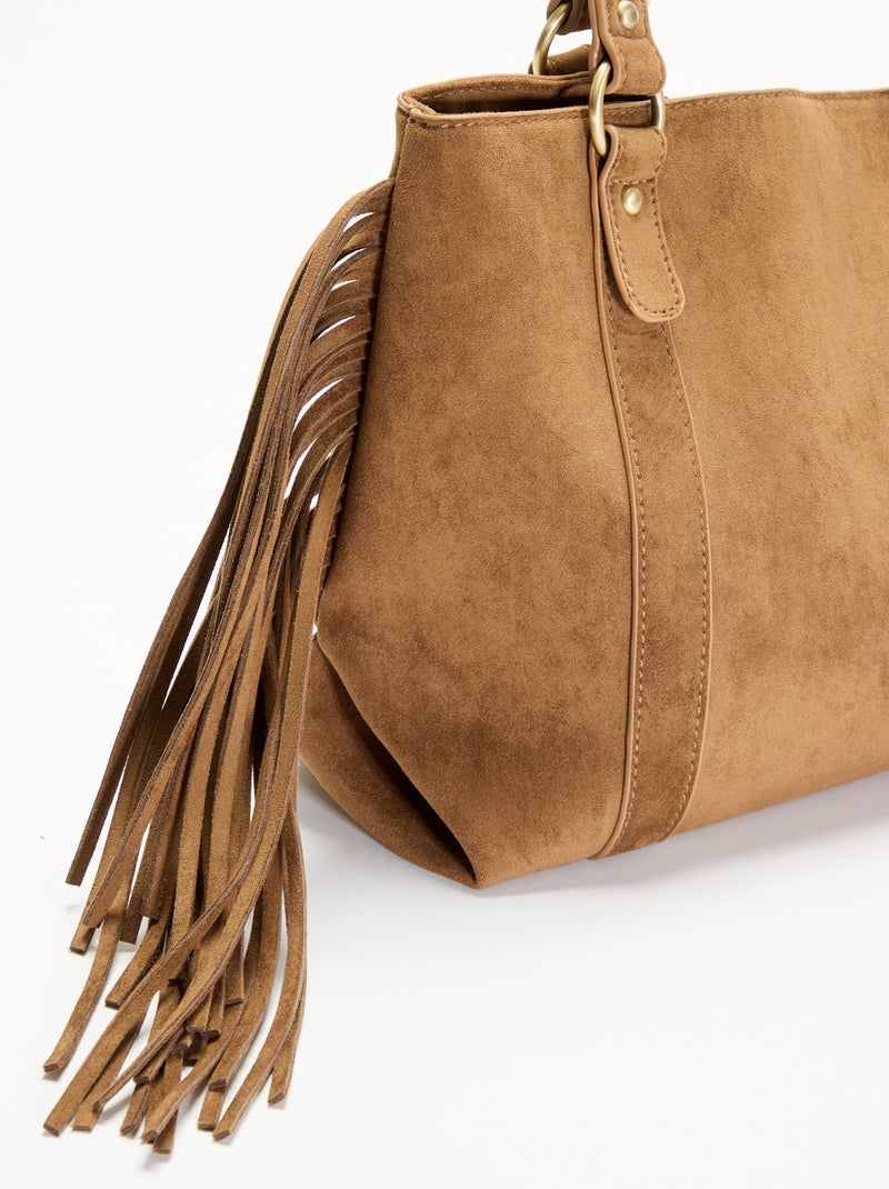 Borsa hobo con frange Kaki - Kiabi