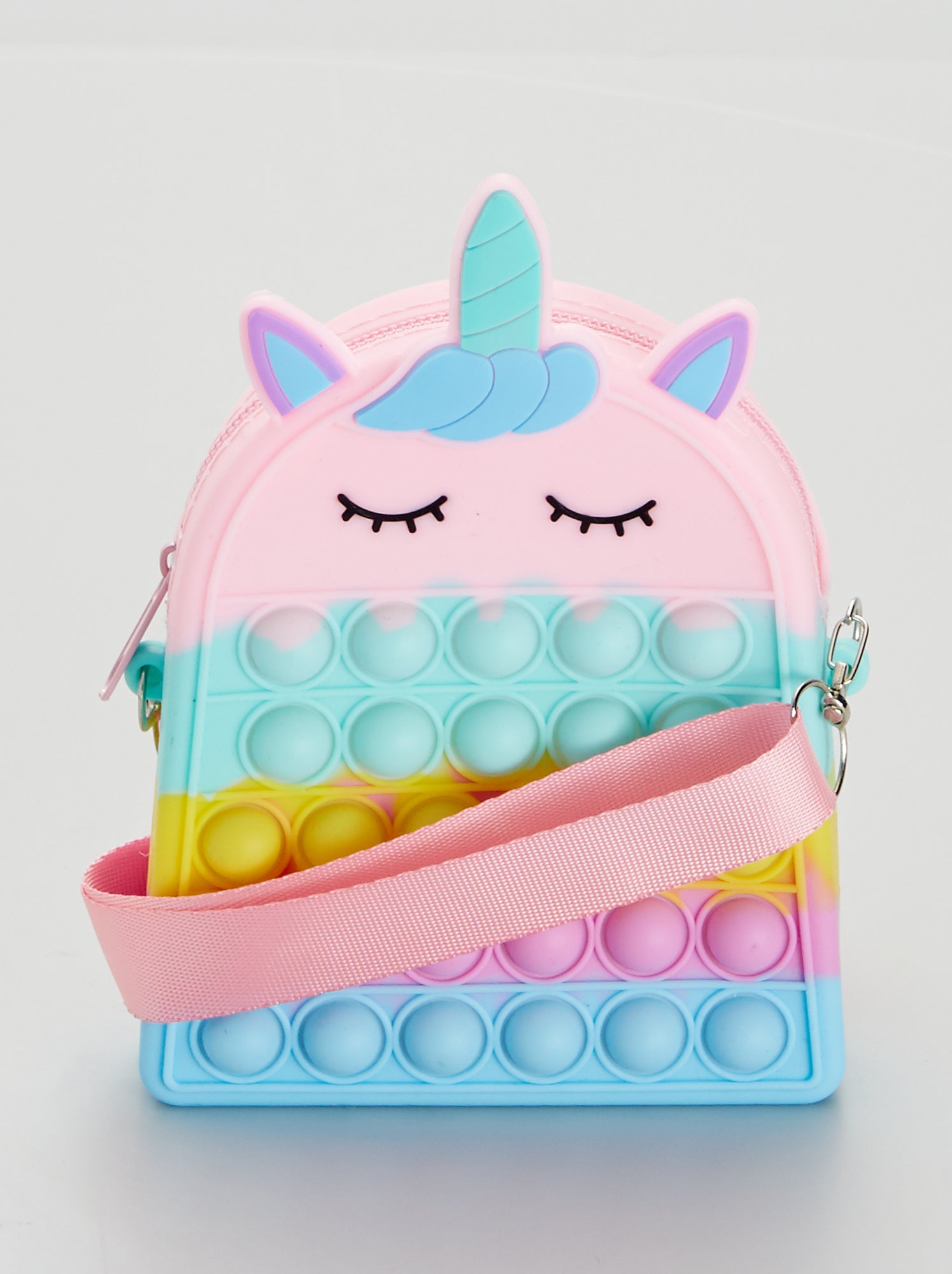 Borsa Pop It Per Bambina Con Unicorno Arcobaleno - Tracolla E Manico - 14x12,5 Cm