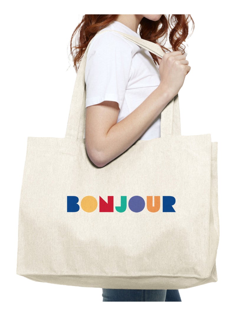 Borsa shopper grande BONJOUR COLORÉ Beige - Kiabi