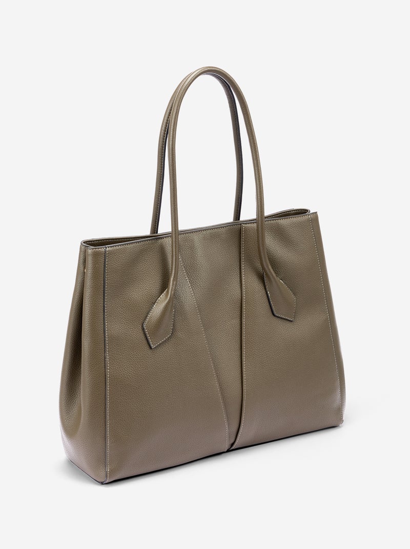 Borsa shopper in similpelle Kaki - Kiabi