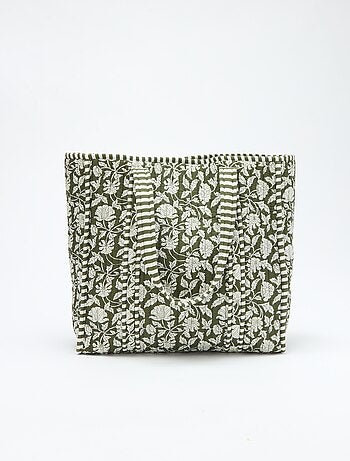 Borsa shopper trapuntata con motivo indiano