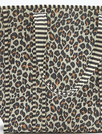 Borsa shopper trapuntata con motivo indiano