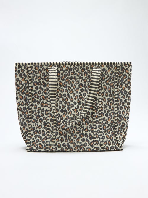 Borsa shopper trapuntata con motivo leopardato - Kiabi