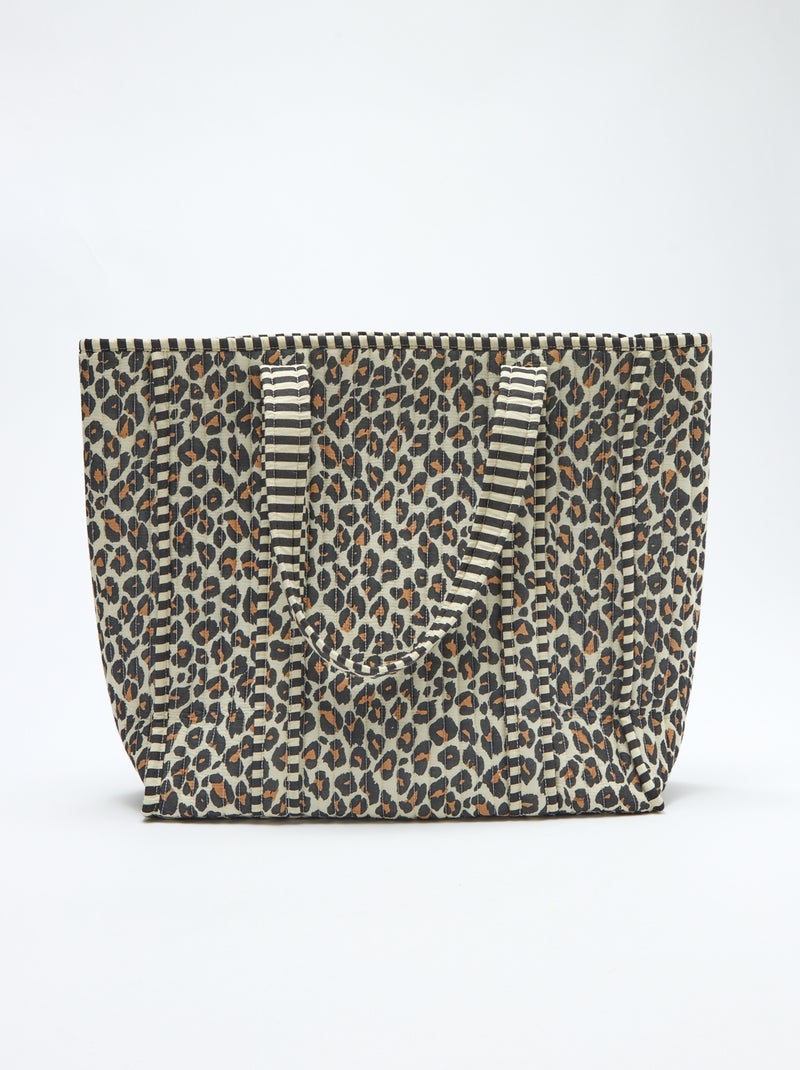 Borsa shopper trapuntata con motivo leopardato Marrone - Kiabi
