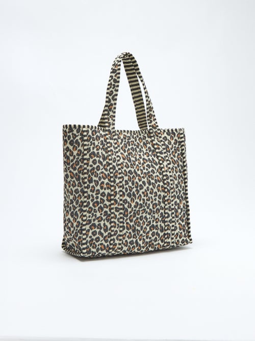 Borsa shopper trapuntata con motivo leopardato - Kiabi