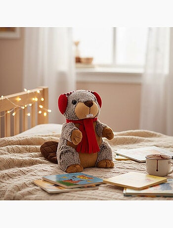 Borsa termica peluche 2 in 1 a forma di marmotta