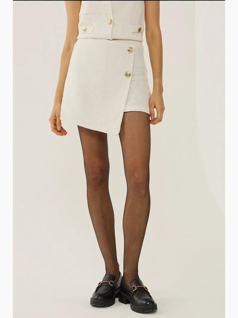 Bottone dettagliato tweed corto hiccup Bianco - Kiabi