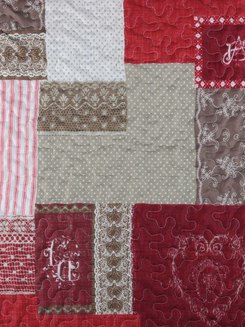 Boutis e federe con stampa romantica patchwork Rosso - Kiabi