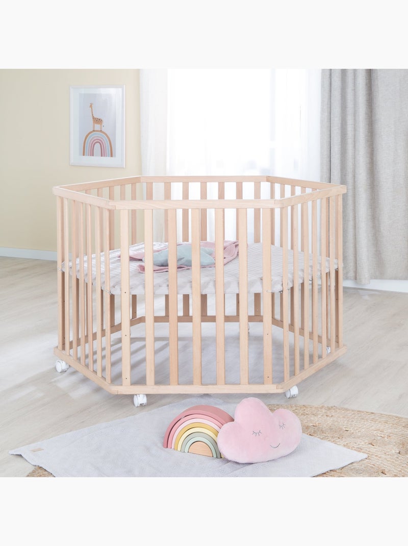 Box bebè esagonale minimalista in legno massello Lil Planet – Roba Beige - Kiabi