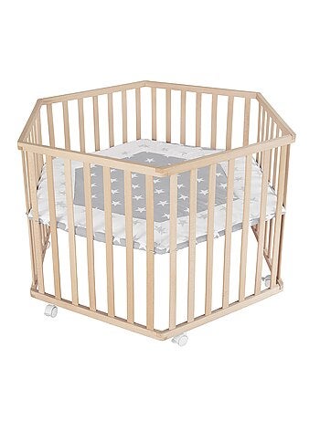 Box bebè esagonale minimalista in legno naturale Little Stars – Roba