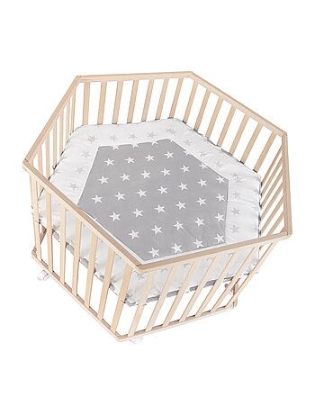 Box bebè esagonale minimalista in legno naturale Little Stars – Roba