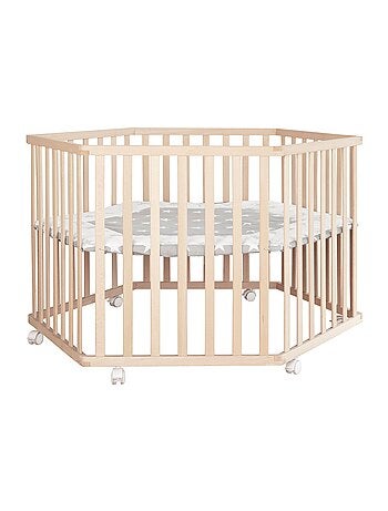 Box bebè esagonale minimalista in legno naturale Little Stars – Roba