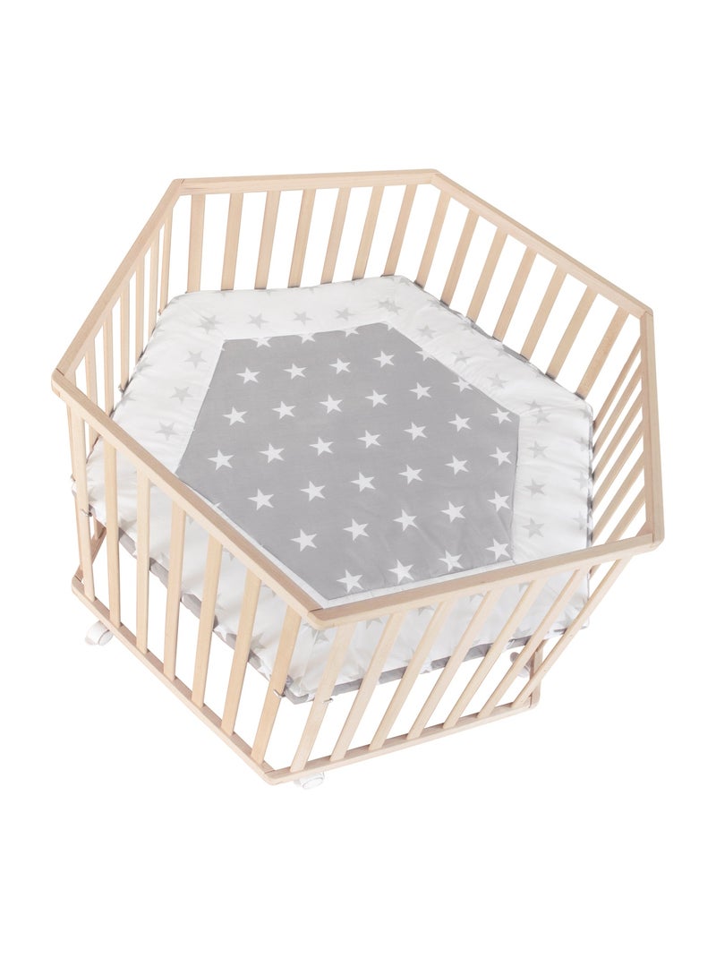 Box bebè esagonale minimalista in legno naturale Little Stars – Roba Beige - Kiabi