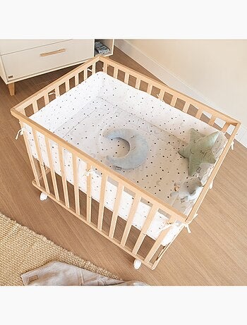 Box bebè minimalista 75×100 cm con tappeto Sternenzauber grigio – Roba