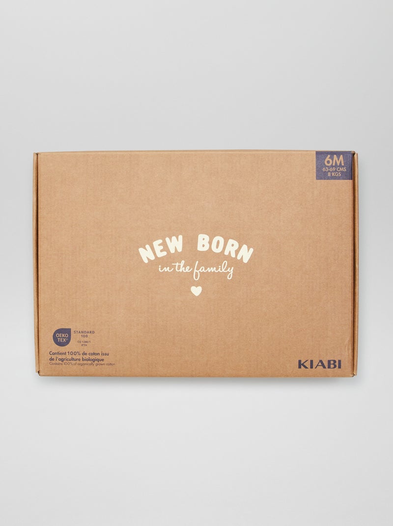 Box nascita unisex New born in the family - 6 pezzi BEIGE - Kiabi