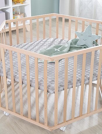 Box per bambini esagonale mobile in faggio massello bio + tappeto impermeabile "Roba Cosiplay