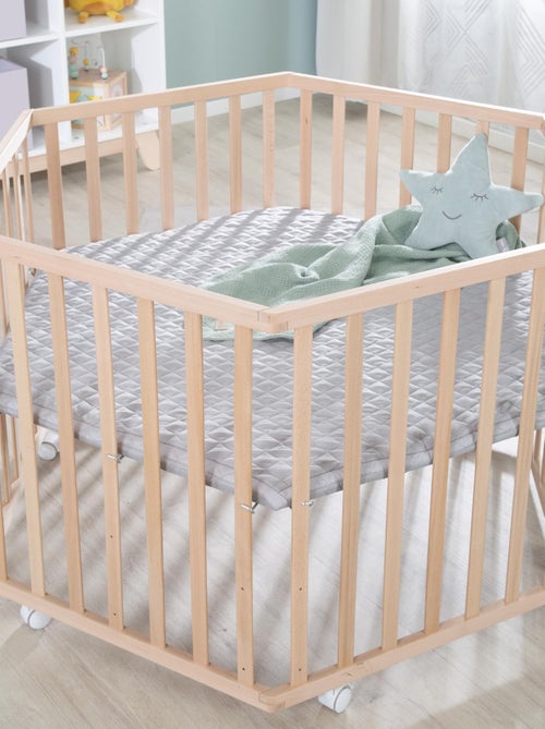 Box per bambini esagonale mobile in faggio massello bio + tappeto impermeabile "Roba Cosiplay" - Kiabi