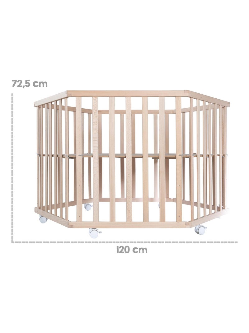 Box per bambini esagonale mobile in faggio massello bio + tappeto impermeabile "Roba Cosiplay" Marrone chiaro - Kiabi