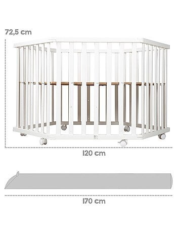 Box per bambini esagonale mobile in legno con tappeto impermeabile e cuscino paracolpi – Roba Style