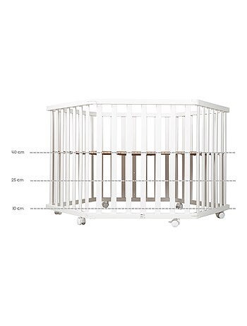 Box per bambini esagonale mobile in legno con tappeto impermeabile e cuscino paracolpi – Roba Style