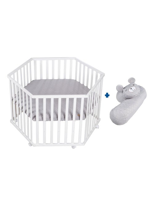 Box per bambini esagonale mobile in legno con tappeto impermeabile e cuscino paracolpi – Roba Style - Kiabi