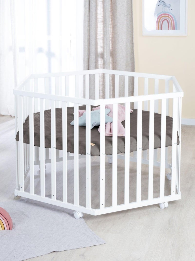 Box per bambini esagonale + tappeto impermeabile in pelle vegana lusso – ROBA "Luxe" Bianco Grigio antracite - Kiabi