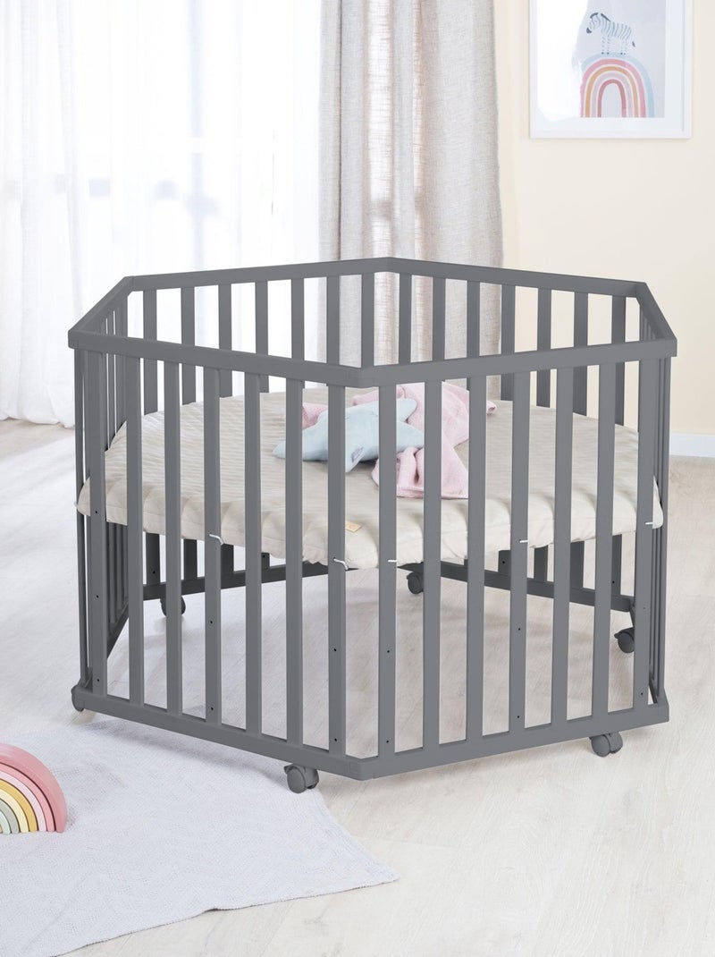 Box per bambini esagonale + tappeto impermeabile in pelle vegana lusso – ROBA "Luxe" Grigio antracite - Kiabi