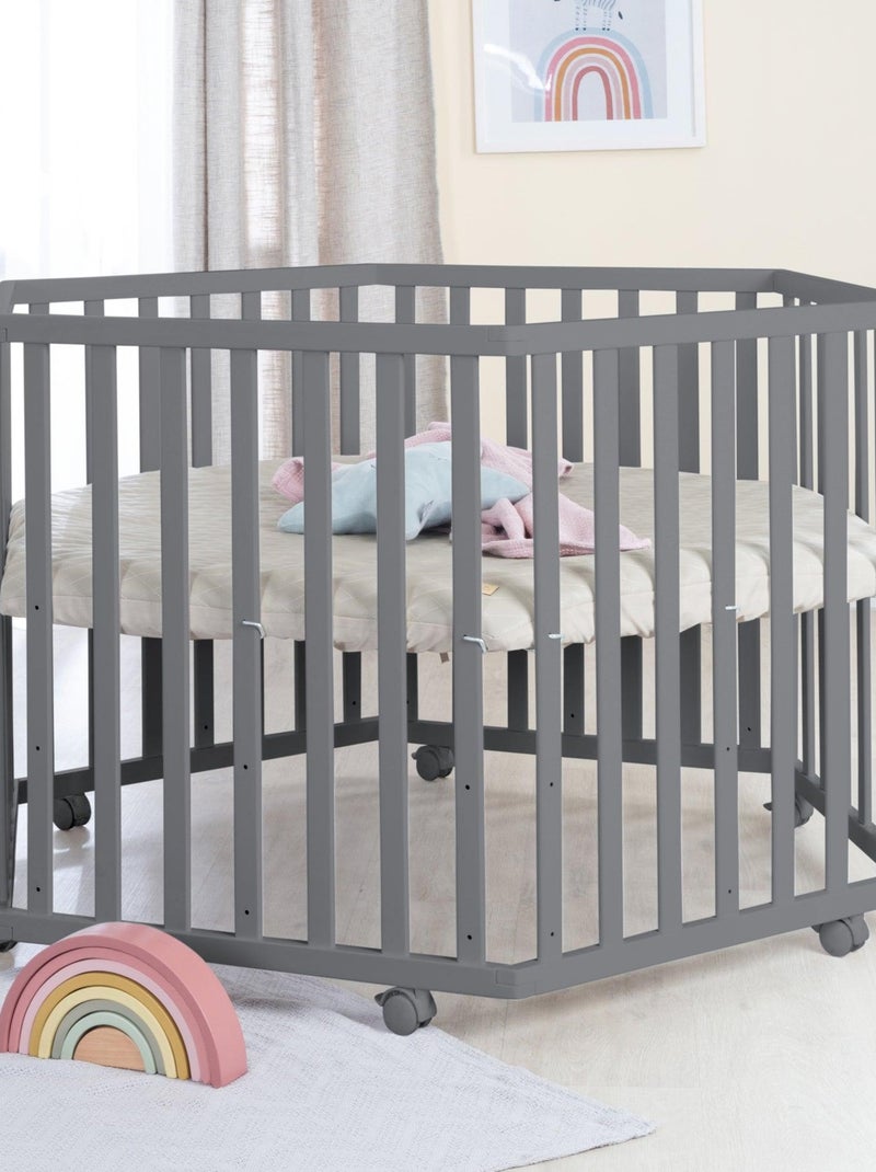 Box per bambini esagonale + tappeto impermeabile in pelle vegana lusso – ROBA "Luxe" Grigio antracite - Kiabi