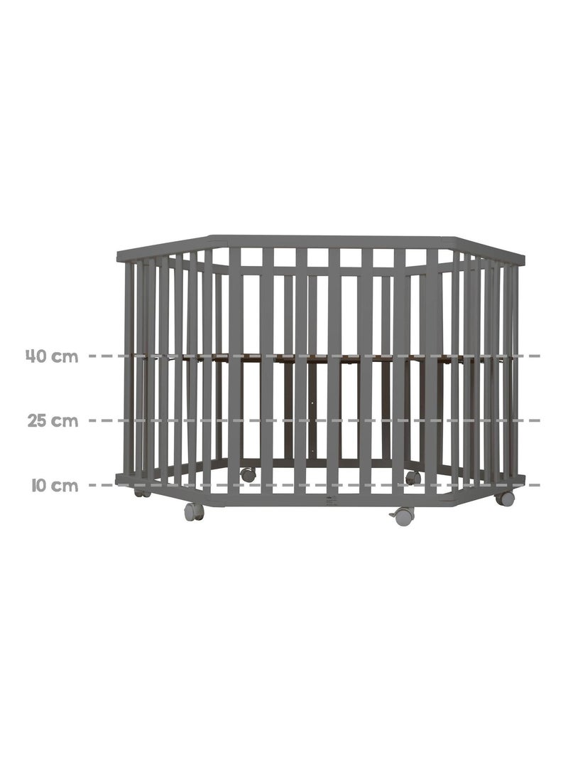 Box per bambini esagonale + tappeto impermeabile in pelle vegana lusso – ROBA "Luxe" Grigio antracite - Kiabi