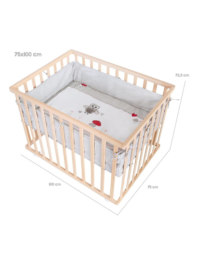 Box per bambini in faggio massello bio + tappeto "Adam & Eule" + ruote – ROBA Marrone chiaro - Kiabi