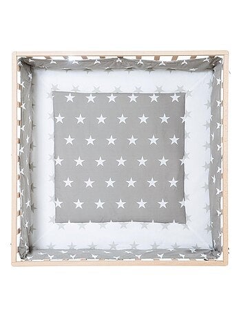 Box per bambini in legno massello regolabile + tappeto quadrato stellato "Little Stars" – ROBA