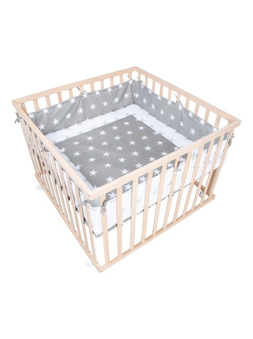 Box per bambini in legno massello regolabile + tappeto quadrato stellato "Little Stars" – ROBA - Kiabi