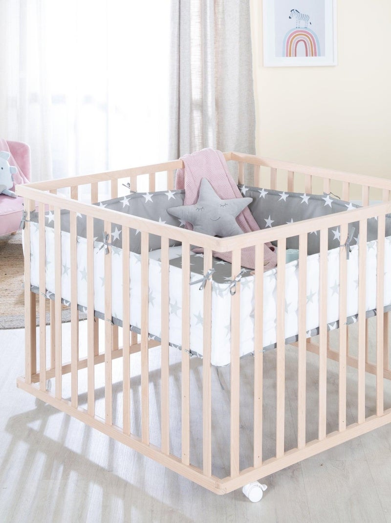 Box per bambini in legno massello regolabile + tappeto quadrato stellato "Little Stars" – ROBA Marrone chiaro - Kiabi