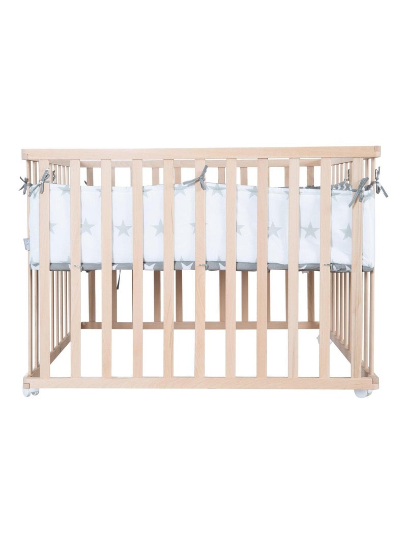 Box per bambini in legno massello regolabile + tappeto quadrato stellato "Little Stars" – ROBA Marrone chiaro - Kiabi