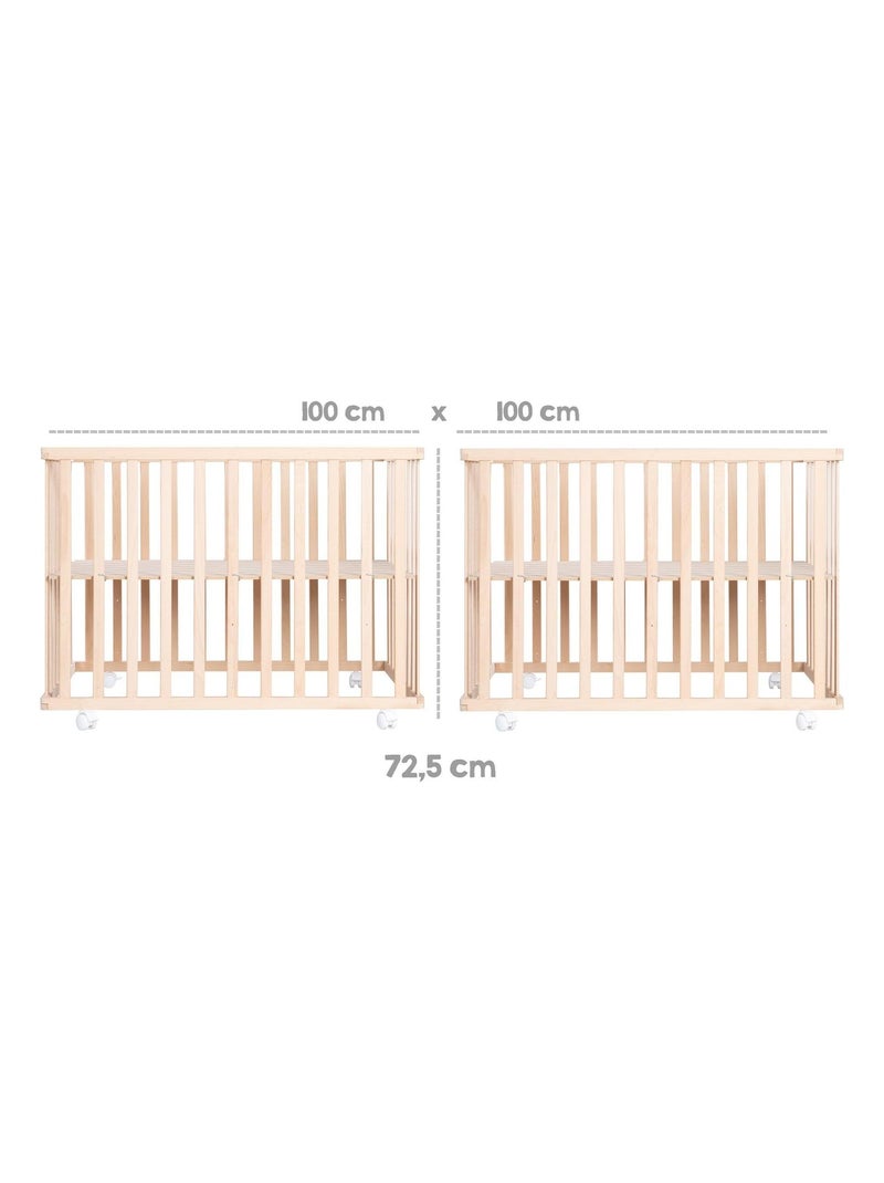 Box per bambini in legno massello regolabile + tappeto quadrato stellato "Little Stars" – ROBA Marrone chiaro - Kiabi