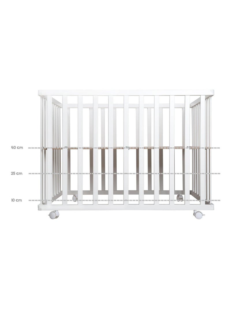 Box per bambini in legno + tappeto "Adam & Eule" + ruote – ROBA Bianco Grigio - Kiabi