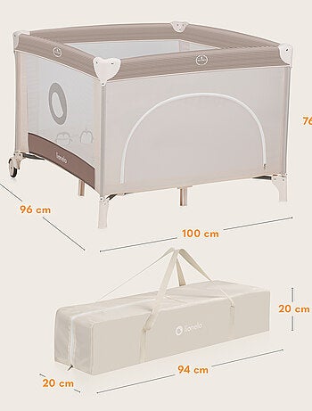 Box per bambini LIONELO Bonnie - 100x96 cm - Materasso confortevole - Ruote - Borsa per il trasporto