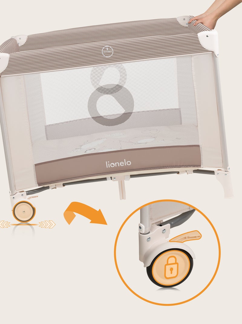Box per bambini LIONELO Bonnie - 100x96 cm - Materasso confortevole - Ruote - Borsa per il trasporto Beige - Kiabi