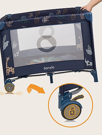 Box per bambini LIONELO Bonnie - 100x96 cm - Materasso confortevole - Ruote - Borsa per il trasporto