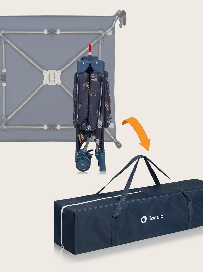 Box per bambini LIONELO Bonnie - 100x96 cm - Materasso confortevole - Ruote - Borsa per il trasporto Blu - Kiabi