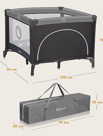 Box per bambini LIONELO Bonnie - 100x96 cm - Materasso confortevole - Ruote - Borsa per il trasporto