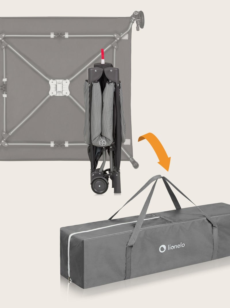 Box per bambini LIONELO Bonnie - 100x96 cm - Materasso confortevole - Ruote - Borsa per il trasporto Grigio - Kiabi