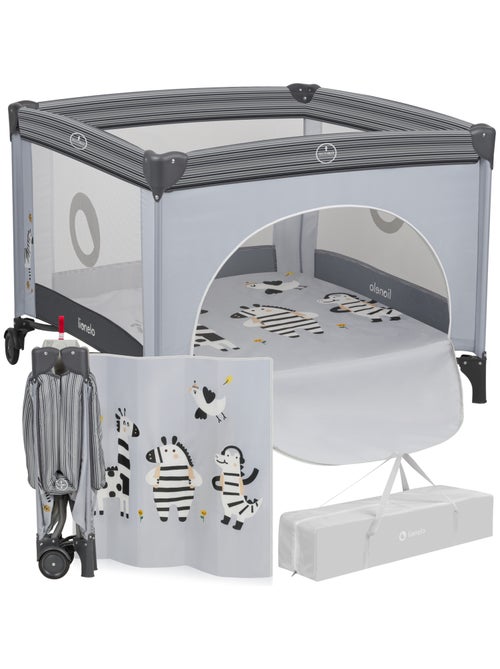Box per bambini LIONELO Bonnie - 100x96 cm - Materasso confortevole - Ruote - Borsa per il trasporto - Kiabi Box per bambini LIONELO Bonnie - 100x96 cm - Materasso confortevole - Ruote - Borsa per il trasporto - Kiabi
