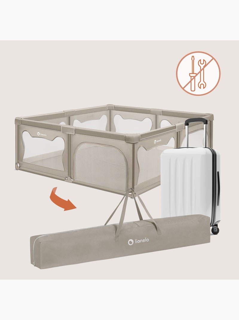 Box per bambini LIONELO Willow con materassino - 187 x 207 cm - Buon isolamento del pavimento - Mate Beige - Kiabi