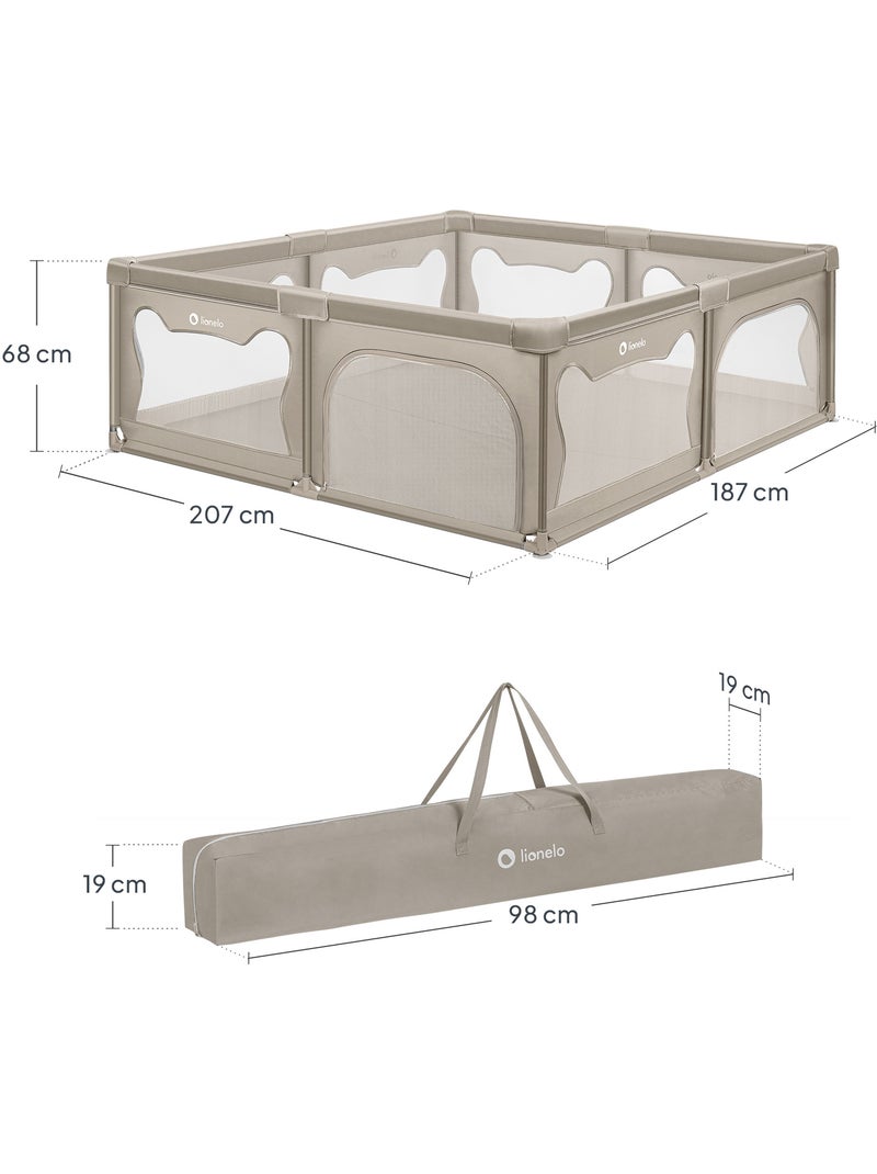 Box per bambini LIONELO Willow con materassino - 187 x 207 cm - Buon isolamento del pavimento - Mate Beige - Kiabi