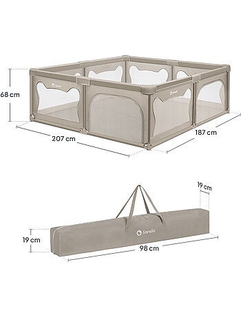 Box per bambini LIONELO Willow con materassino - 187 x 207 cm - Buon isolamento del pavimento - Mate