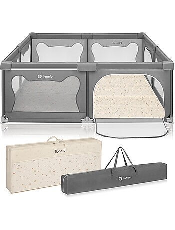Box per bambini LIONELO Willow con materassino - 187 x 207 cm - Buon isolamento del pavimento - Mate