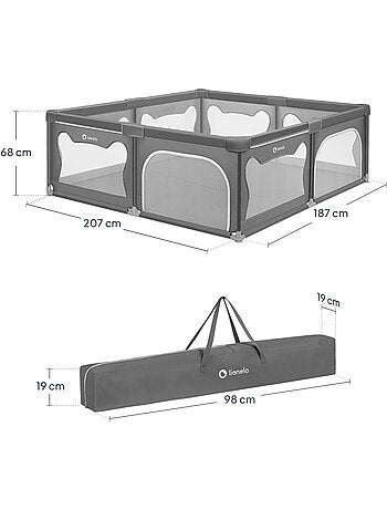 Box per bambini LIONELO Willow con materassino - 187 x 207 cm - Buon isolamento del pavimento - Mate